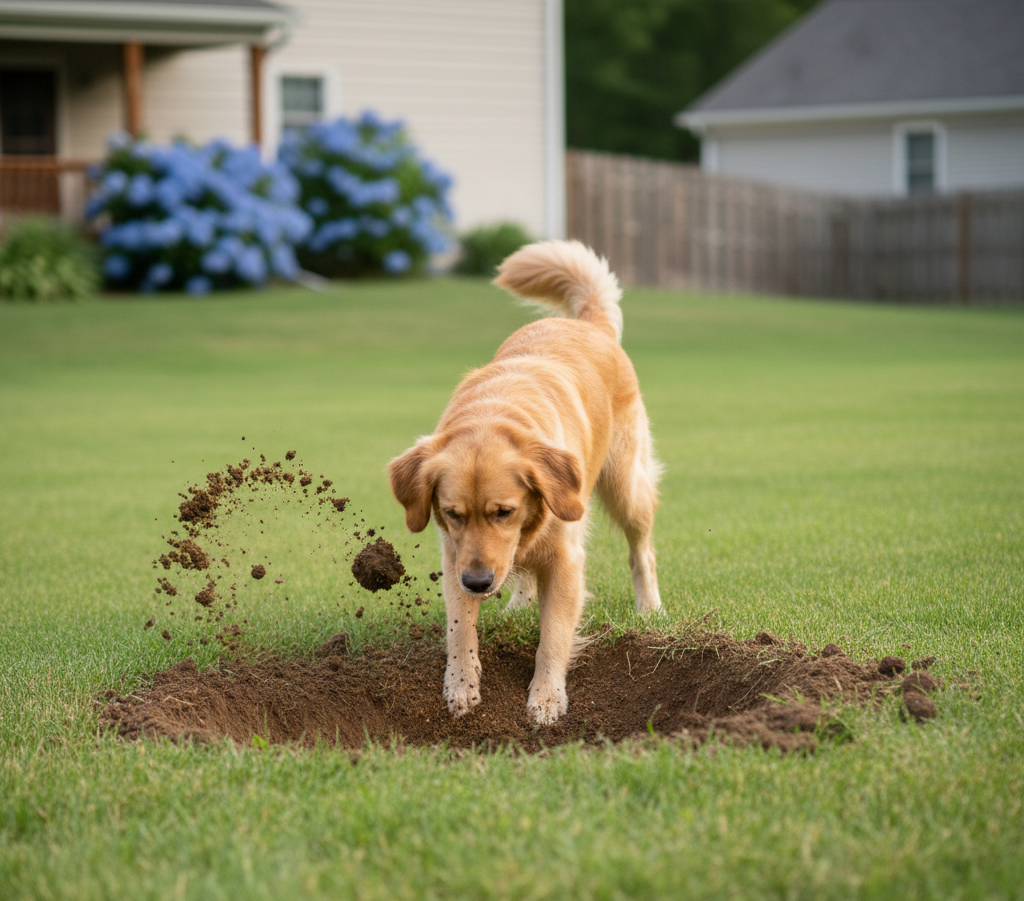 A dog that enjoys digging . 