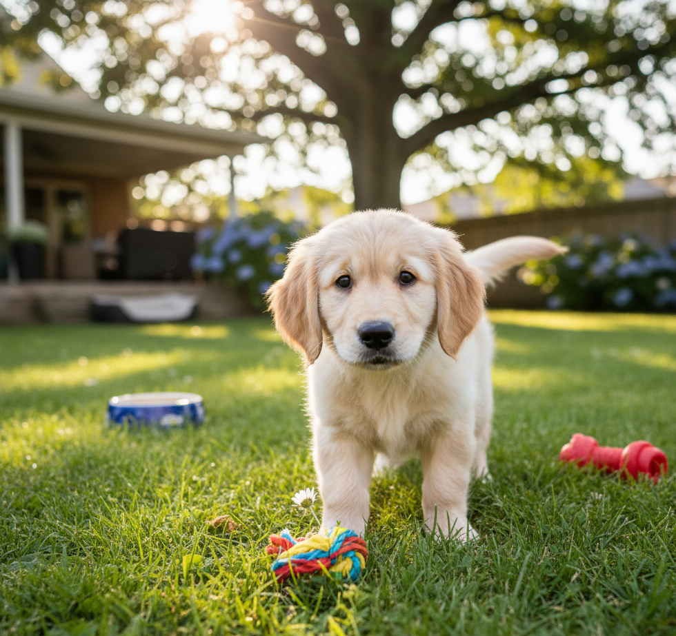 puppy on the grass in park