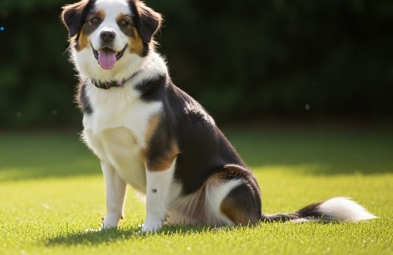 obedience training of dog in the park.