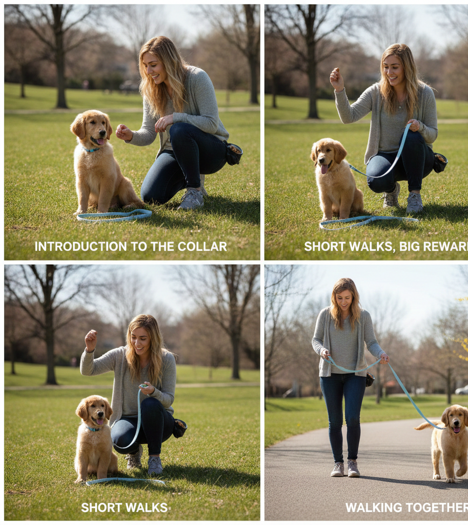 puupy leash training step by step.