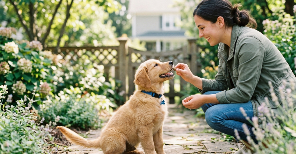both humans and puppies learn through positive reinforcement.