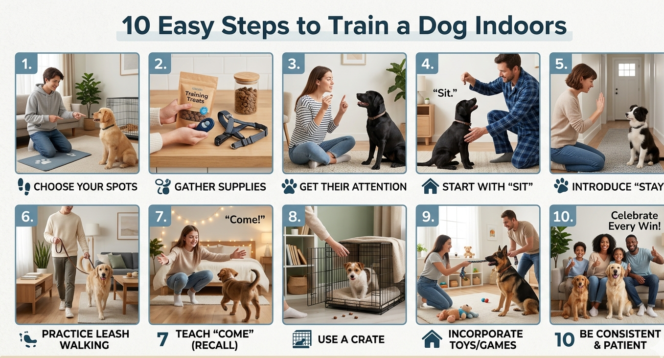 train a dog indoor with 10 step . dog sitting commonds learm consistency .indoor dog train flow with 10 step.