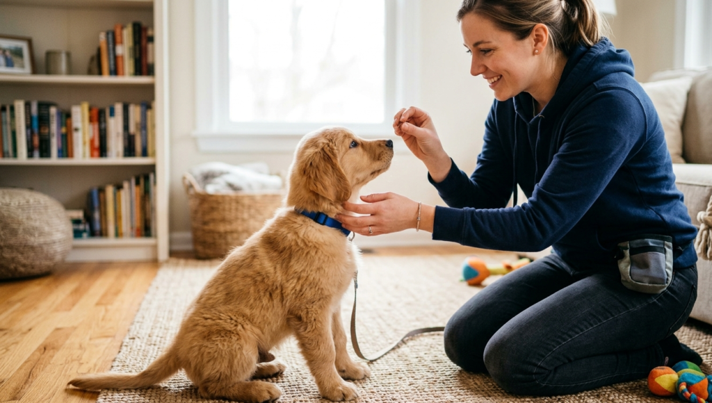 puppy training at the home