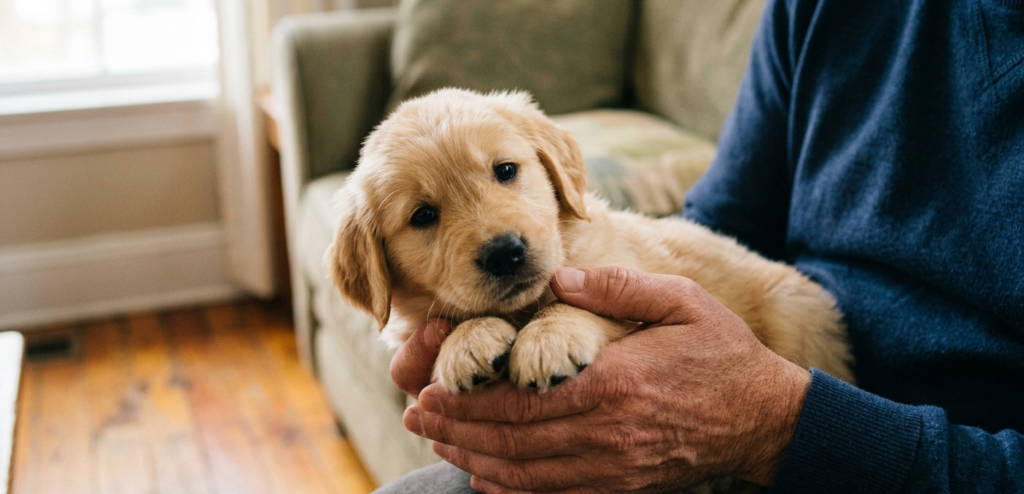 puppy house training in the room 