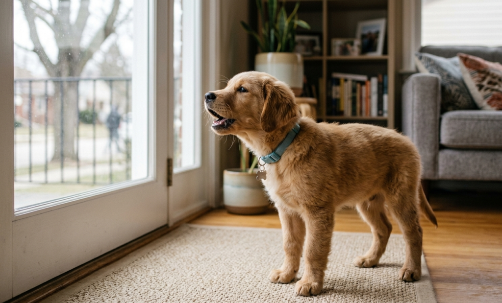 Stop Barking  training of puppy in the bedroom.