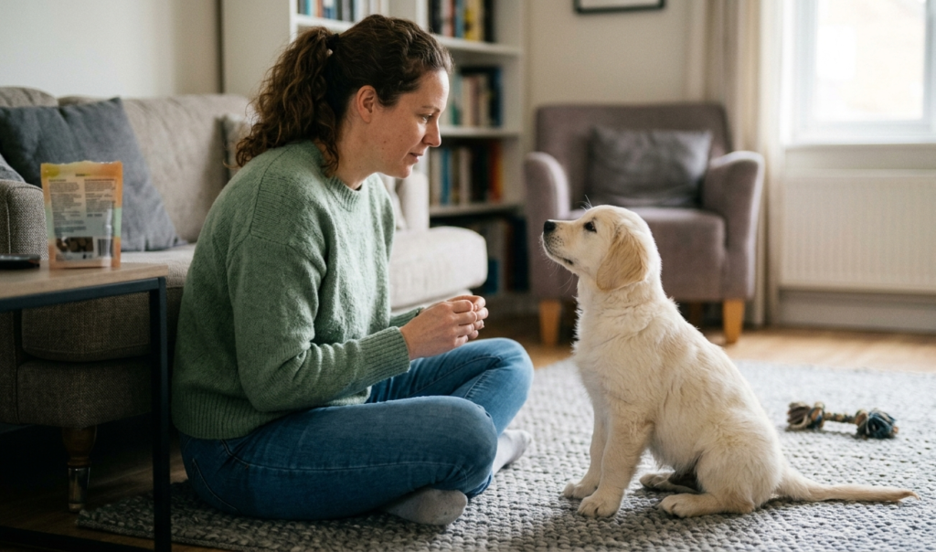 Train a Puppy  in the room 