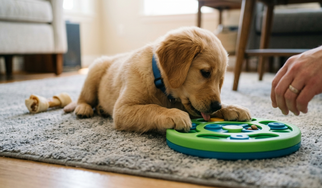 Provide Mental Stimulation Before Leash Training of Hyper Puppy