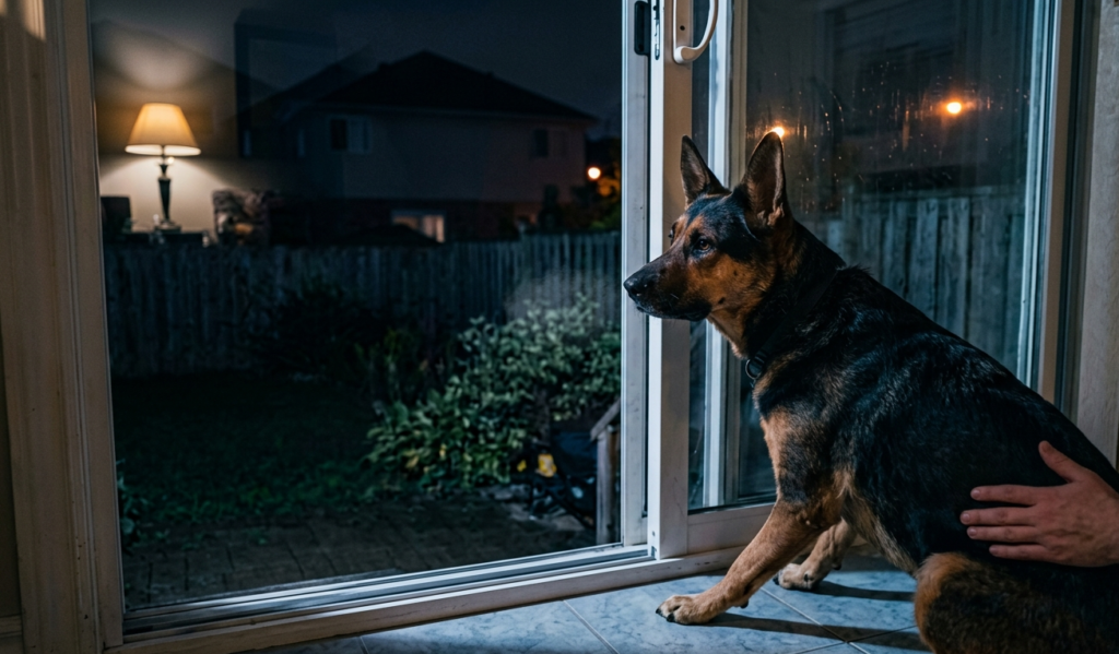 Dogs bark at night .a dog present in the room.