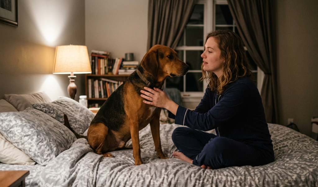 a female guide stop bark at night