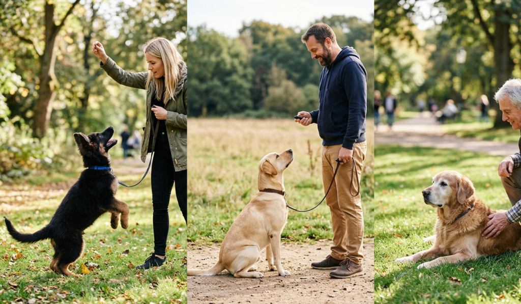 dog training in the park .dog training in group .