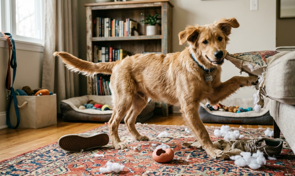 Training an adolescent dog in bedroom