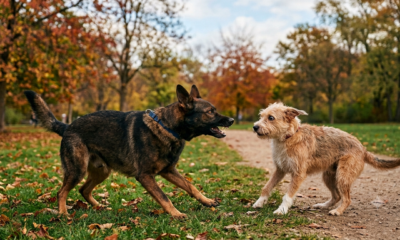 The German Shepherd, previously known for being well-behaved, became suddenly aggressive towards other dogs.