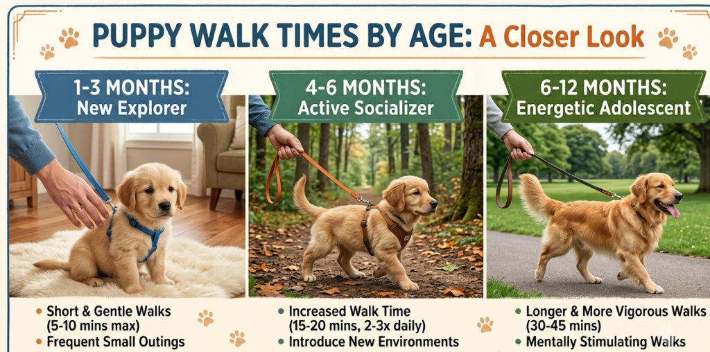 puppy walk time by age .