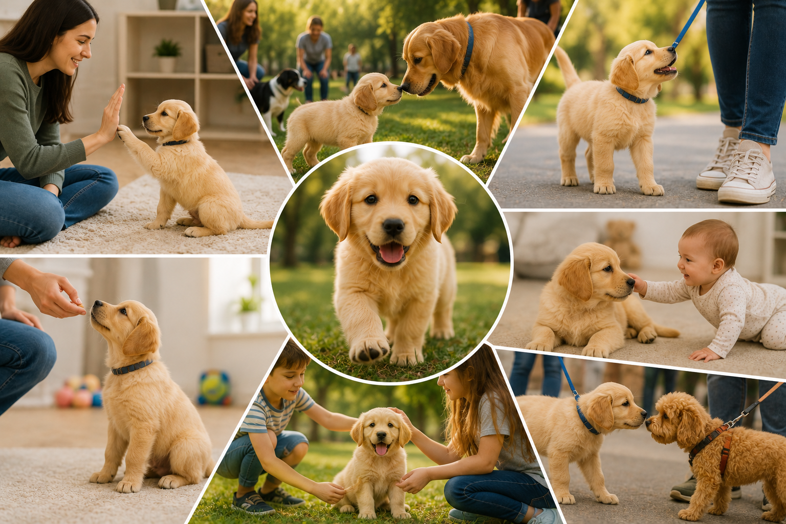 How to Socialize a Puppy with people, children, and other friendly dogs during positive socialization activities.